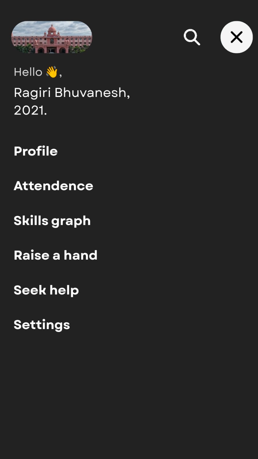 profile screen